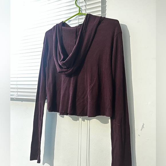 Knit ribbed cropped fit hoodie/ pullover Forever 21 - Picture 2 of 6